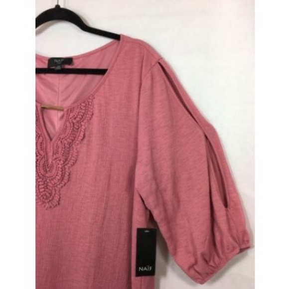 Naif Woman Plus Size 2X Short Sleeve Tunic Top Boho Blouse in Blush Pink - Picture 4 of 6